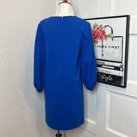 Tibi Cobalt Blue 3/4 Sleeve Mini Shift Dress Size 2 - Picture 5 of 9